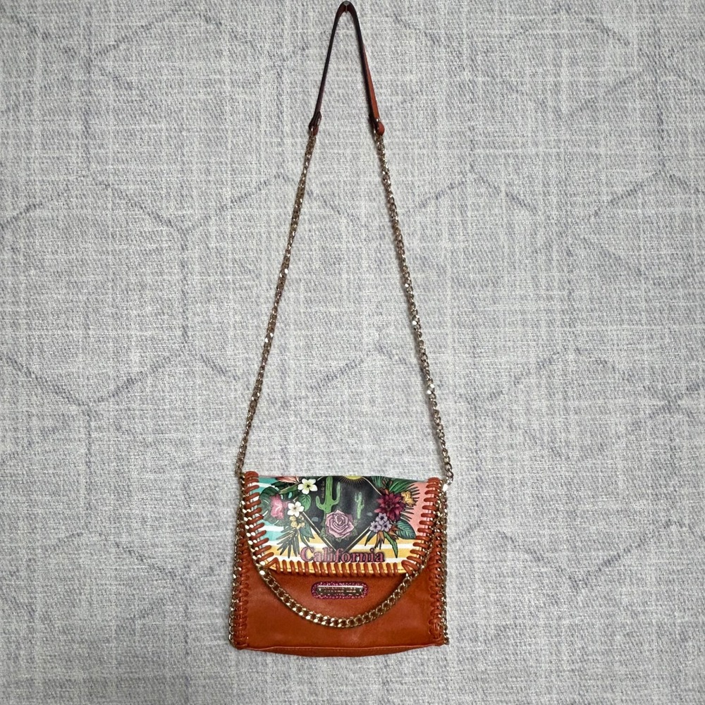 Nicole Lee California Sunset‎ Satchel Crossbody Bag Floral Cactus Print Orange - Picture 10 of 10